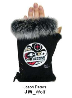 Rabbit Fur Trim Gloves - Wolf